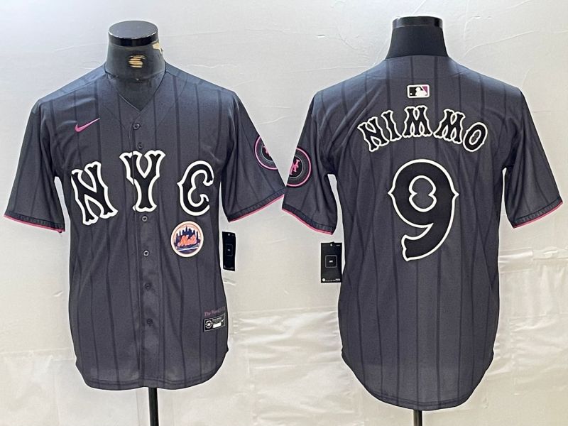 Men New York Mets #9 Nimmo Black City Edition 2024 Nike MLB Jersey style 3->new york mets->MLB Jersey